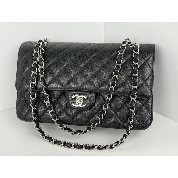 Chanel Classic Double Flap Medium Quilted Caviar Leather Shoulder Bag - Picture 1 of 16